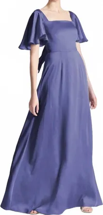 Sachin & Babi Aurora Flutter Sleeve Gown In Deep Cobalt