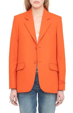 Zadig&Voltaire Notch Lapel Jacket in Tangerine at Nordstrom, Size 10 Us