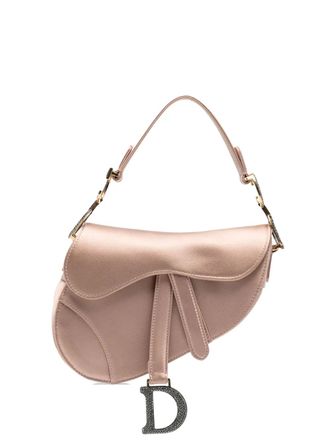 Dior 2005 Mini Satin Crystal Embellished Saddle Bag handbag - women - Satin - One Size - Pink