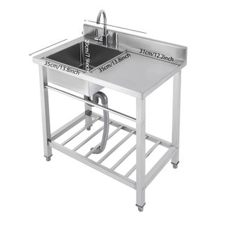 OEM Fregadero De Cocina De Acero Inoxidable, Monocubo, Color Plata