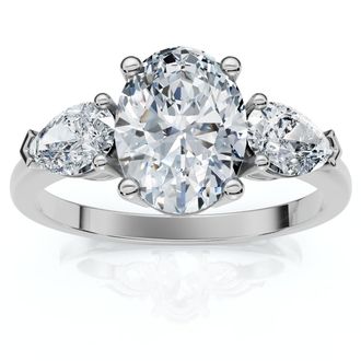 Pompeii3 1 1/2Ct Oval Michelle Diamond Engagement Ring 14k Gold or Platinum Lab Grown