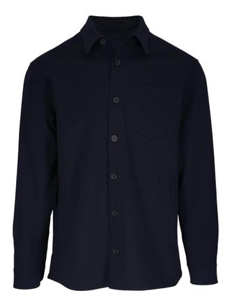 Paul & Shark buttoned-up overshirt - men - Cashmere - L - Blue