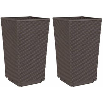 vidaXL Jardineras 2 Unidades Pp Marr&oacute;n 32,5x32,5x57 Cm Vidaxl