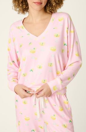 PJ Salvage La Dolce Spritz Long Sleeve Pajama Top in Pastel Pink at Nordstrom, Size X-Small