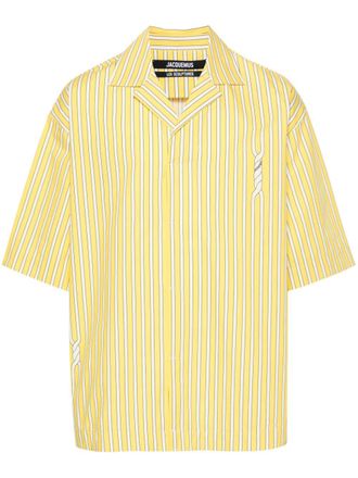 Jacquemus striped polo cotton shirt - men - Cotton - 50 - Yellow
