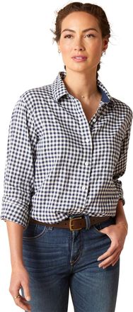 Ariat Womens Tiburon Shirt Long Sleeve in Navy Check, Size X-Small, by Ariat