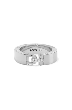 Melinda Maria Ashley Smooth Lock Ring in Silver-White at Nordstrom, Size 10