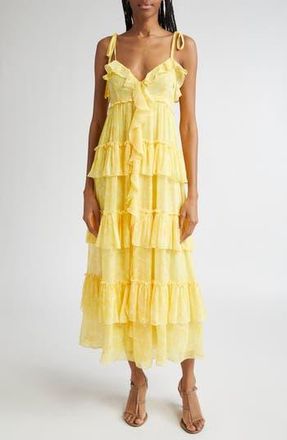 Cinq &agrave; Sept Painted Hydrangea Fadrid Maxi Dress in Mango Sorbet Multi at Nordstrom Rack, Size 00