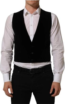 Dolce & Gabbana Gilet - Heren - Bodywarmers - Zwart - M - Katoen - Jassen