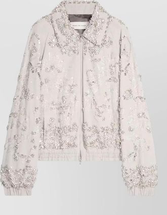 Dries Van Noten embroidered jewel jacket elastic hem cuffs