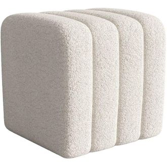 Vente-Unique Pouf in tessuto bouclette bianco - DOREVO