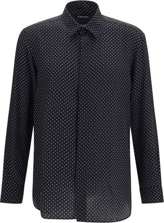 Tom Ford Black Silk Pattern Mens Shirt