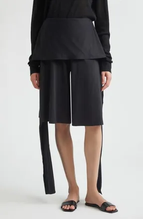 Toteme Tie Waist Jersey Shorts in Black at Nordstrom, Size X-Small