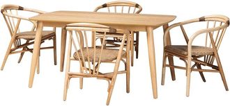 Baxton Studio Kyoto Modern Bohemian Rattan 5Pc Dining Set