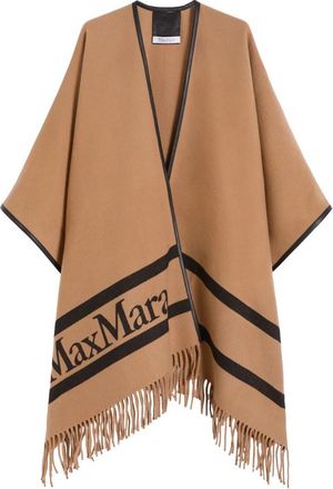 Max Mara Jacquard Wollen Poncho - Dames - Ponchos - Bruin - ONE Size - Wol - Jassen