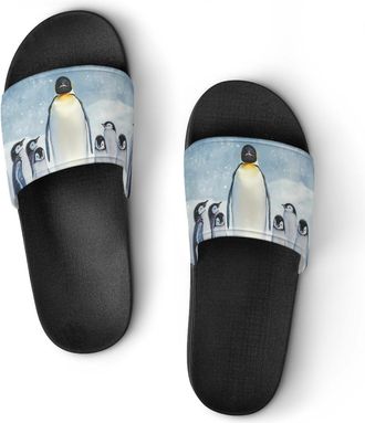 Generic Penguins Mama And Little Shower Shoes Slipper for Women Men Beach Slippers Quick Drying Non Slip Open-Toe Sandals