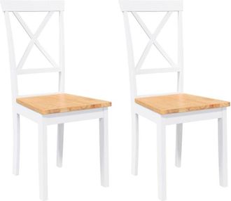 vidaXL Vidaxl - Sillas de comedor 2 unidades madera maciza de caucho blanco