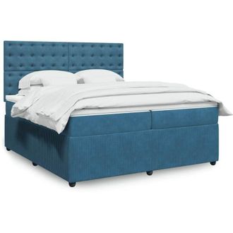 vidaXL Cama Box Spring Con Colch&oacute;n Terciopelo Azul Oscuro 200x200 Cm Vidaxl