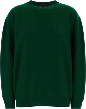 Tom Ford Wholegarment Zachte Kasjmier 15Gg Ronde Hals Gebreid - Dames - Ronde hals truien - Groen - M - Kasjmier - Truien & Vesten