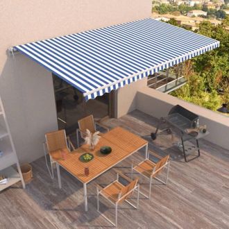 vidaXL Vidaxl - Toldo Autom&aacute;tico Retr&aacute;ctil Azul Y Blanco 600x350 Cm
