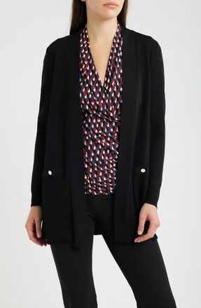 Anne Klein Open Front Cardigan in Anne Black at Nordstrom, Size Xx-Small