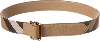 Burberry Check Canvas & Leather Belt