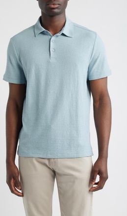 Robert Barakett Newman Textured Cotton Blend Polo in Soft Teal at Nordstrom, Size Xx-Large