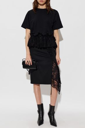Alexander McQueen Skirt With Lace Insert, Womens, Black