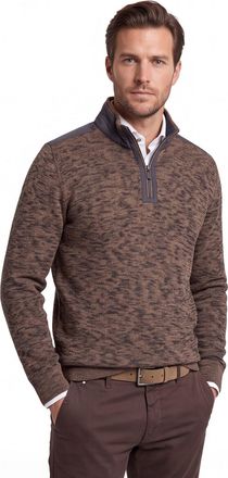 Casamoda Casa Moda trui half zip bruin gemeleerd gebreid