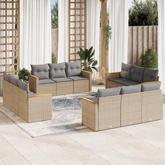vidaXL Set De Sof&aacute;s De Jard&iacute;n 12 Pzas Y Cojines Rat&aacute;n Sint&eacute;tico Marr&oacute;n Vidaxl