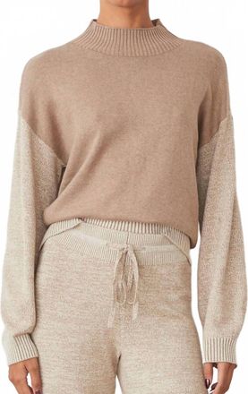 Monrow Organic Cotton Cashmere Funnel Neck Sweater In Walnut