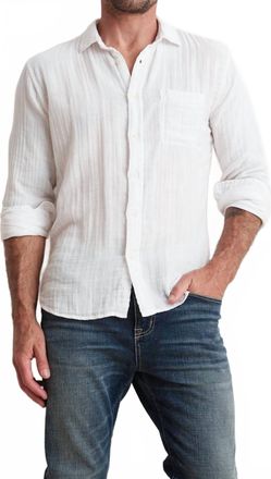 Velvet Elton Cotton Gauze Button-Up Shirt In White