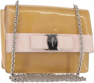 Ferragamo Pre-owned Mini Bags, female, Beige, Size: ONE SIZE Pre-owned Coated Canvas Shoulder Bag