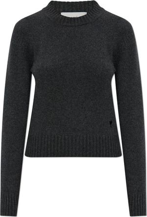 Ami Kasjmier trui met een ronde hals - Dames - Cashmere truien - Grijs - L - Kasjmier - Truien & Vesten