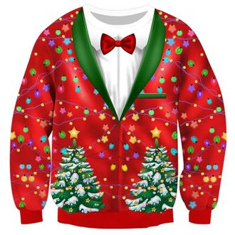 Generic Christmas Jumpers for Men Ugly Christmas Jumpers Sweatshirt Novelty Printed Xmas Jumper Funny Graphic Pullover Long Sleeve Tops Round Neck Sweater San
