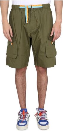 Marcelo Burlon Cross Cotton Cargo Shorts - Heren - Korte Broeken - Groen - S - Katoen - Korte Broeken