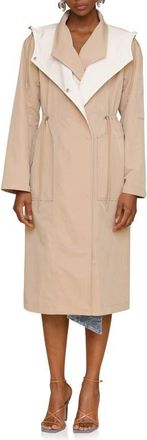 Avec Les Filles Layered Look Hooded Coat in Mushroom/Ecru at Nordstrom, Size Xx-Large
