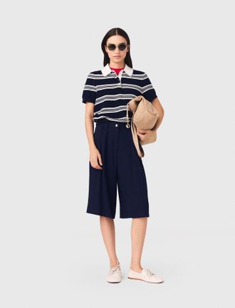 Maje Striped Polo With Rhinestone Collar - Multi-coloured - Maje