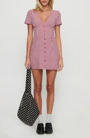 Princess Polly Loveliness Check Skirted Romper in Red Gingham at Nordstrom, Size 10