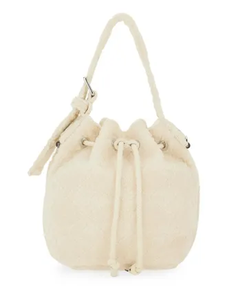 Tory Burch Womens T Monogram Mini Bucket Bag Ivory Cotton Handbags Hand