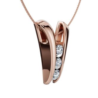 Pompeii3 1/2Ct Three Stone Diamond Pendant Gold Womens 18 Necklace Lab Grown