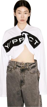 Y / Project Scrunched Logo Print T-Shirt - Dames - Longsleeves - Wit - XS - Katoen - Tops
