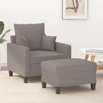 vidaXL Sill&oacute;n Con Taburete Tela Gris Taupe 60 Cm Vidaxl