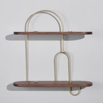 Maisons du monde Estanter&iacute;a de pared de madera de mango y acero dorado