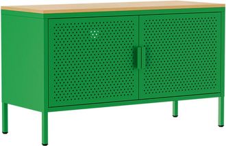Oviala Aparador moderno de 2 puertas L100 cm en metal verde