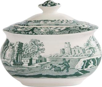 Spode Green Italian 9Oz Covered Sugar Bowl