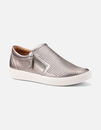 Hotter Womens Daisy Womens Wide Fit Slip On Trainers - Silver - Size: 6.5
