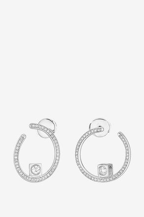 Dinh Van Creolen aus Weissgold und Diamanten Le Cube Diamant