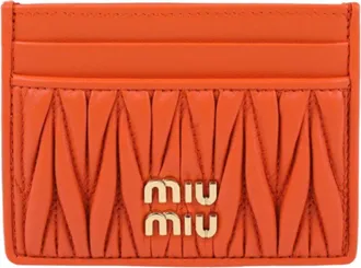 Miu Miu Pre-owned Wallets, female, Orange, Size: ONE SIZE Pre-owned Nappa Leather Card Holder