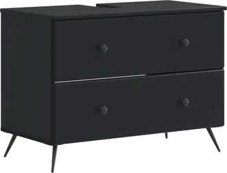 vidaXL Mueble De Lavabo Para Ba&ntilde;o Breda Negro 82 X 41 X 59 Cm Vidaxl